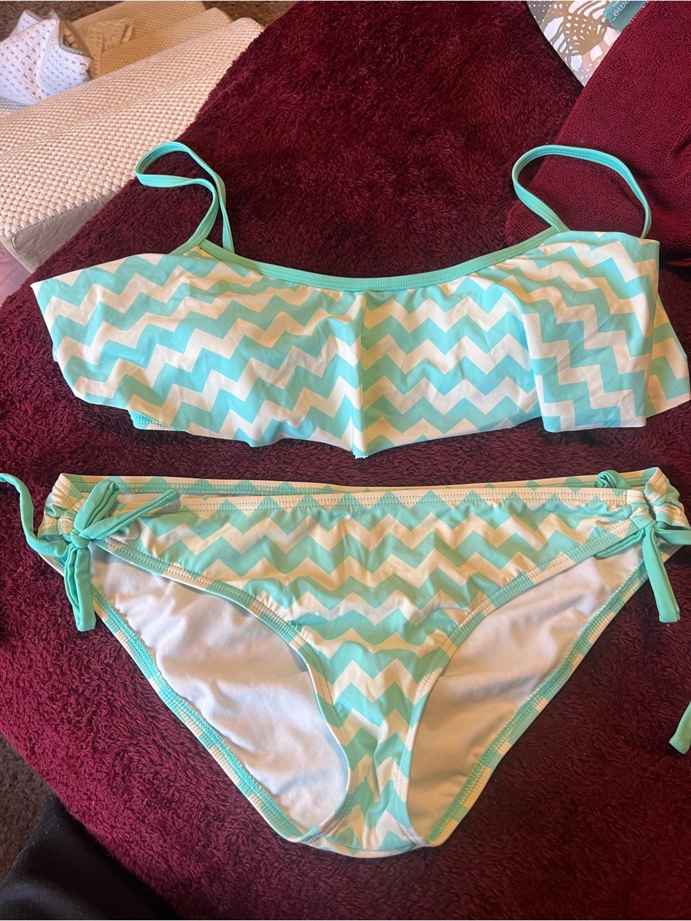 Juicy Couture Mint and White Chevron Bikini Set